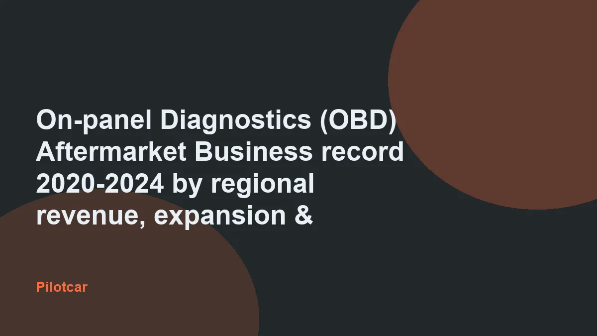 On-panel Diagnostics (OBD) Aftermarket Business record 2020-2024 by regional revenue, expansion & developments analysis — overview visual